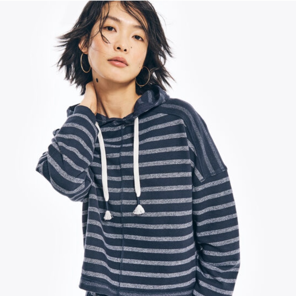 NAUTICA STRIPED PULLOVER HOODIE SIZE S